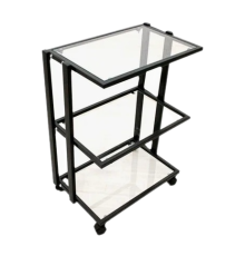 Тележка косметологическая металл/прозрачное стекло, Metal Glass на колесах