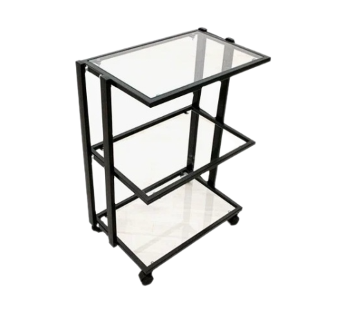 Тележка косметологическая металл/прозрачное стекло, Metal Glass на колесах
