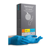 Перчатки одноразовые нитриловые Benovy голубые