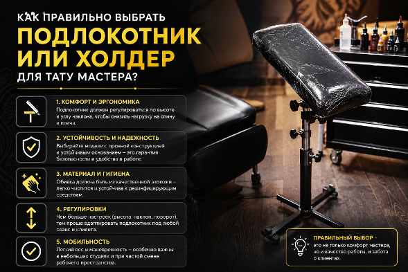 Тату подлокотник и холдер для тату мастера - выбор профессионального оборудования для комфортной работы и удобства клиента